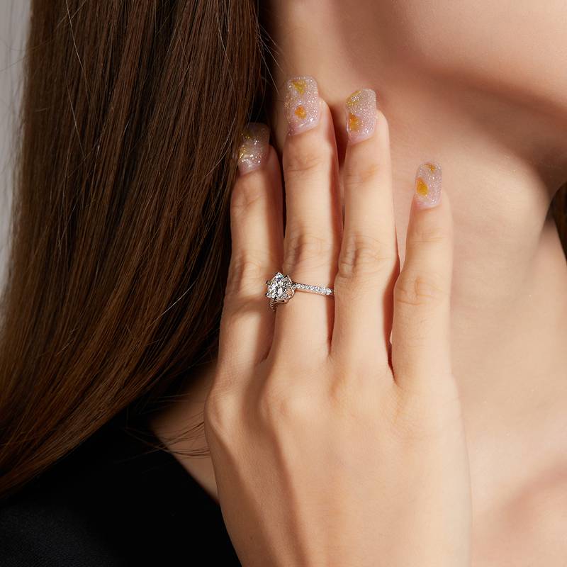 扭臂微镶雪花S925银镀白金MoissaniteWomen's Ring1ctD级